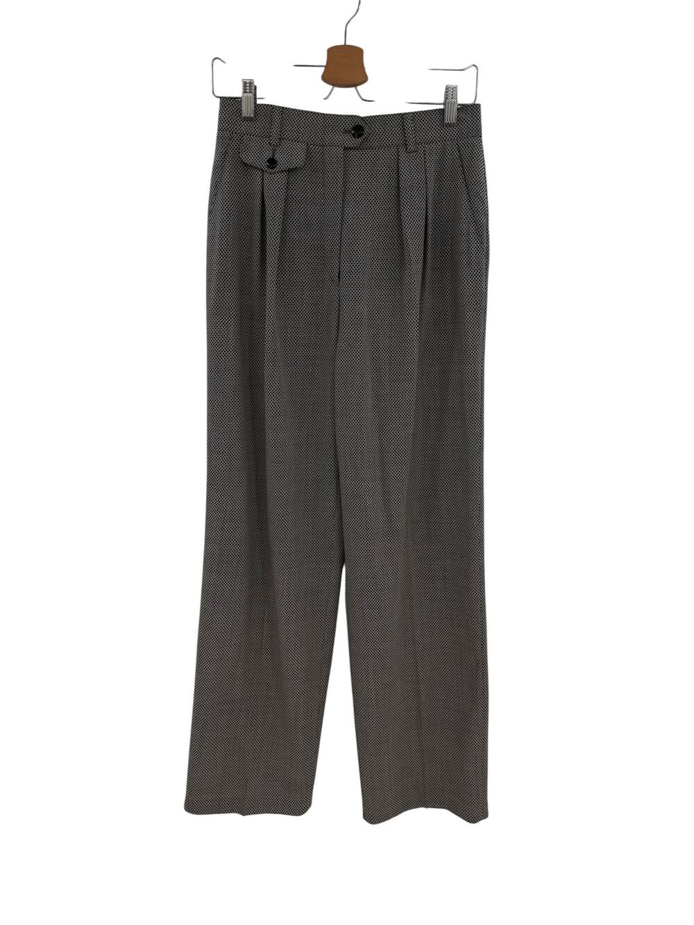 Escada Margaretha Ley Pleated Straight Leg Pants Geometric Black Cream 38 US 8